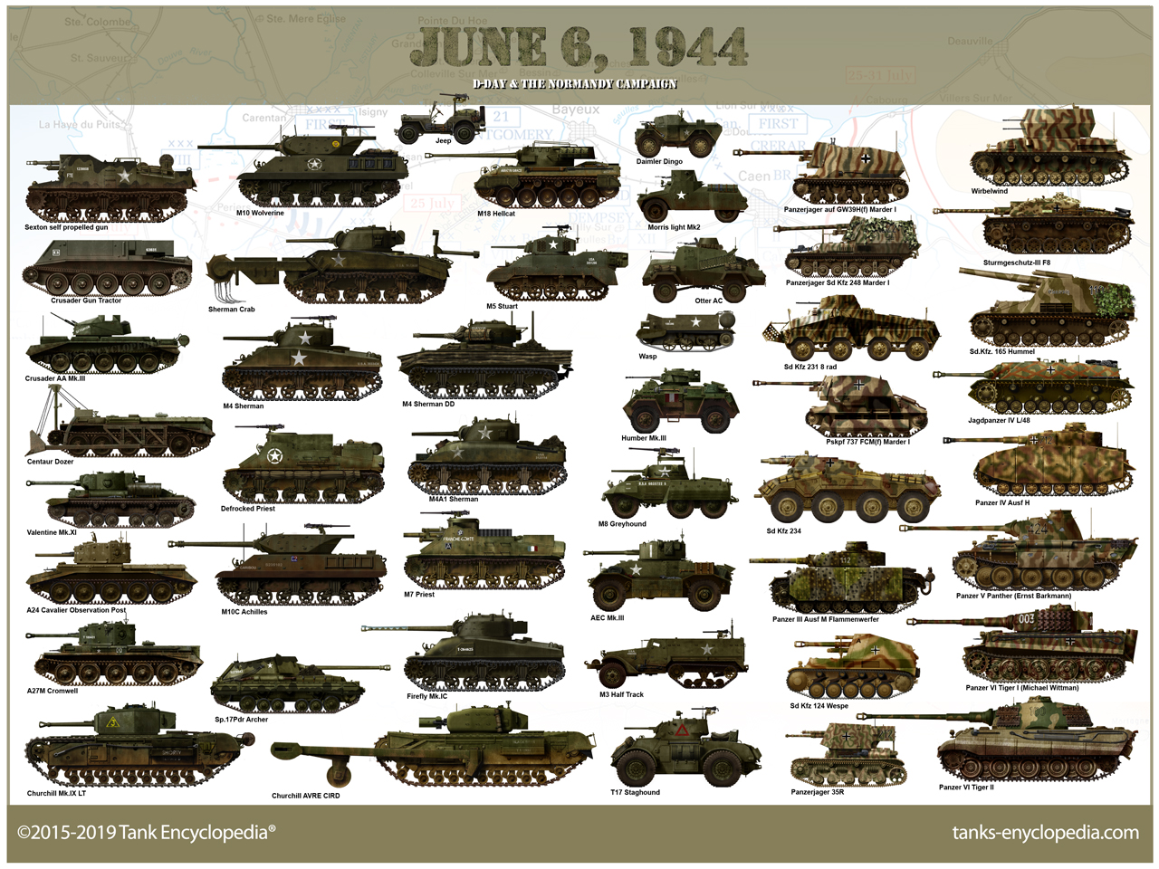 WW2 German Wehrmacht Africa Corps Tanks and Armored Vehicles Poster.