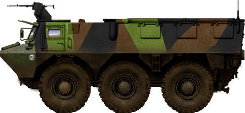 Camouflaged VTT 6x6 with the AA52