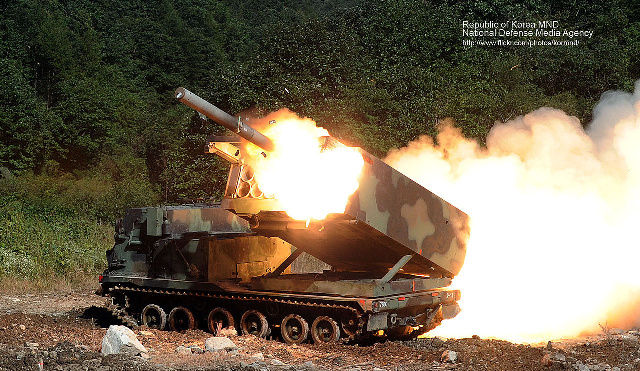 South Korean MLRS firing