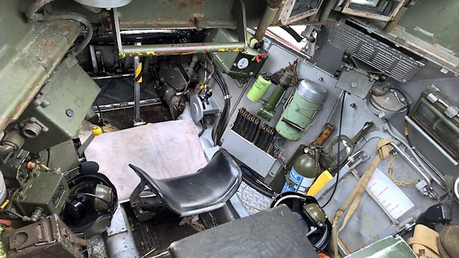 Driver's position inside a Daimler Ferret Armoured Car