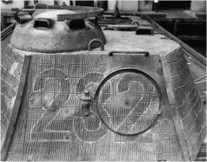 Different styles of Zimmerit application on the back of the turret of a Panther. Note that neither the cupola nor the roof are coated with Zimmerit. 