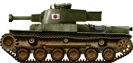 The Chi-Ha 120 mm Gun Tank in a simple livery. Illustration by David Bocquelet