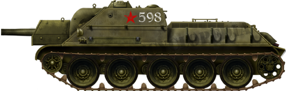 The SU-122 was a 122 mm (4.8 in) howitzer SPG (1150 built in 1943-44).